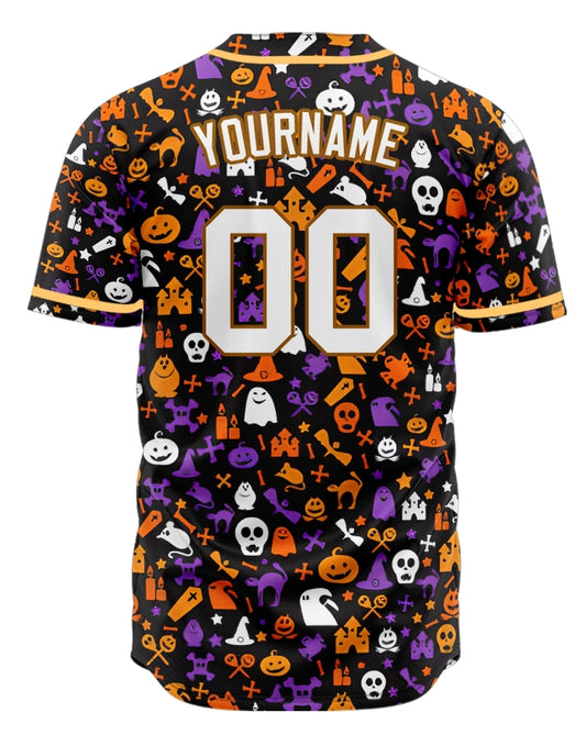 Halloween Small White Skull Grave Baseball Jersey