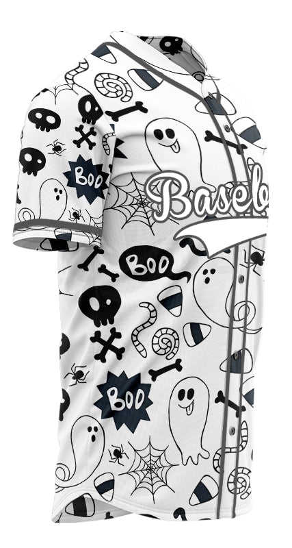 Halloween White And Black Skull Baseball Jersey