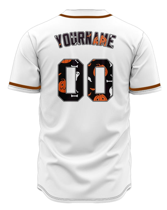 Halloween White Dark Purple Skull Half Baseball Jersey