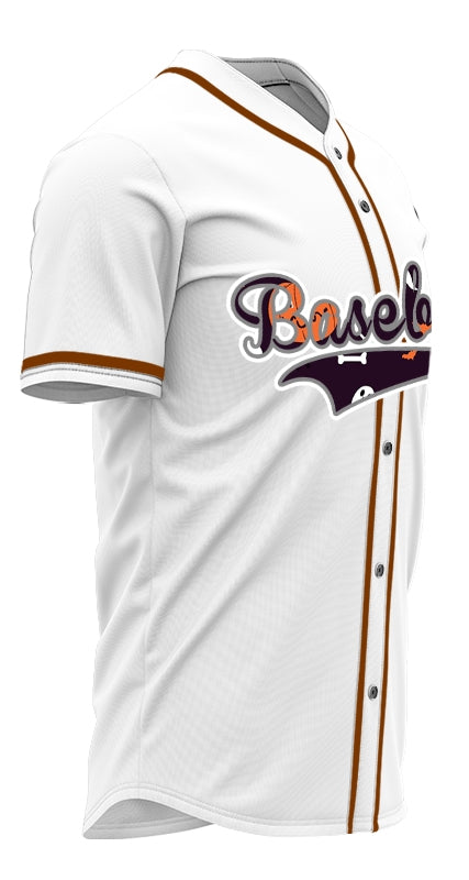 Halloween White Dark Purple Skull Half Baseball Jersey