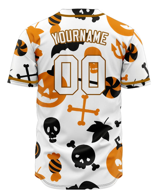 Halloween White Pumpkin Baseball Jersey