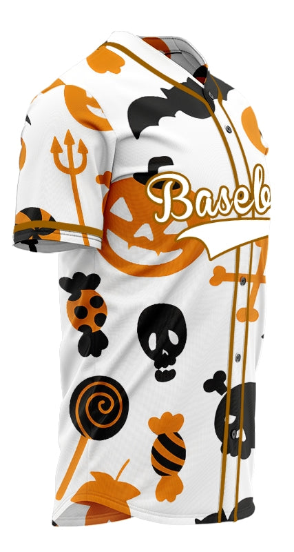 Halloween White Pumpkin Baseball Jersey