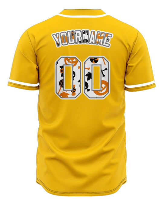 Halloween White Pumpkin Yellow Baseball Jersey