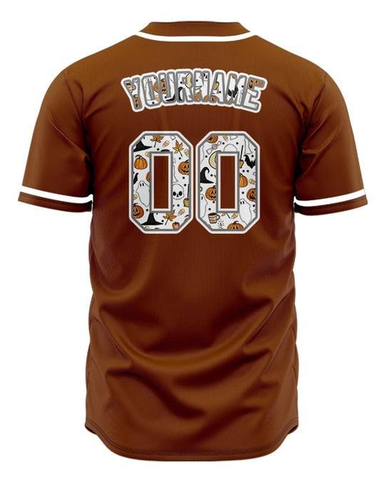 Halloween White Skull Pumpkin Crown Baseball Jersey