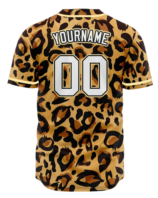 Custom Leopard Yellow Edge Baseball Jersey
