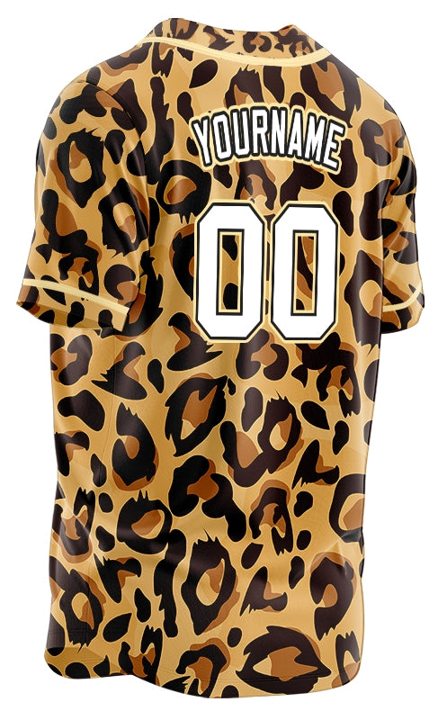 Custom Leopard Yellow Edge Baseball Jersey