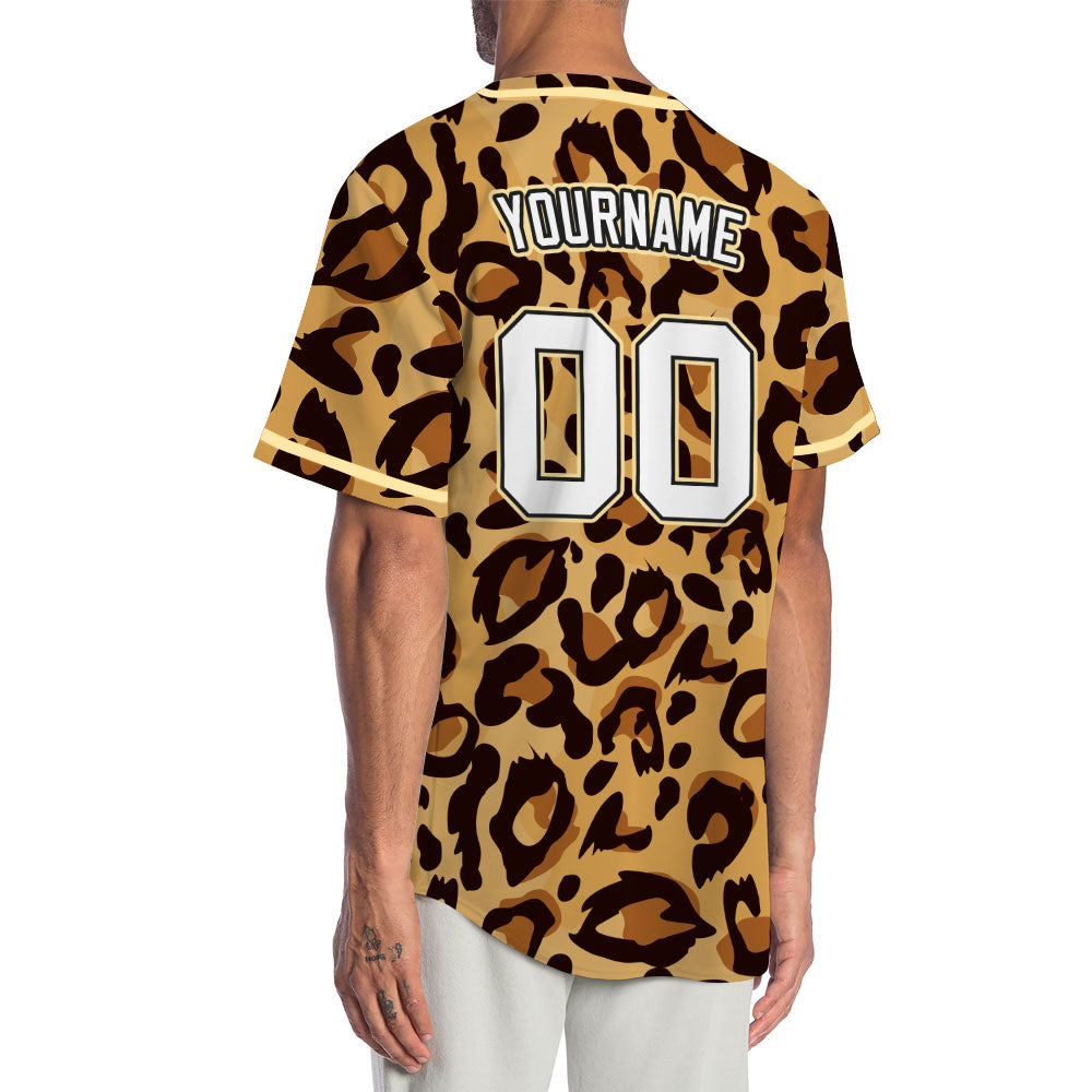 Custom Leopard Yellow Edge Baseball Jersey