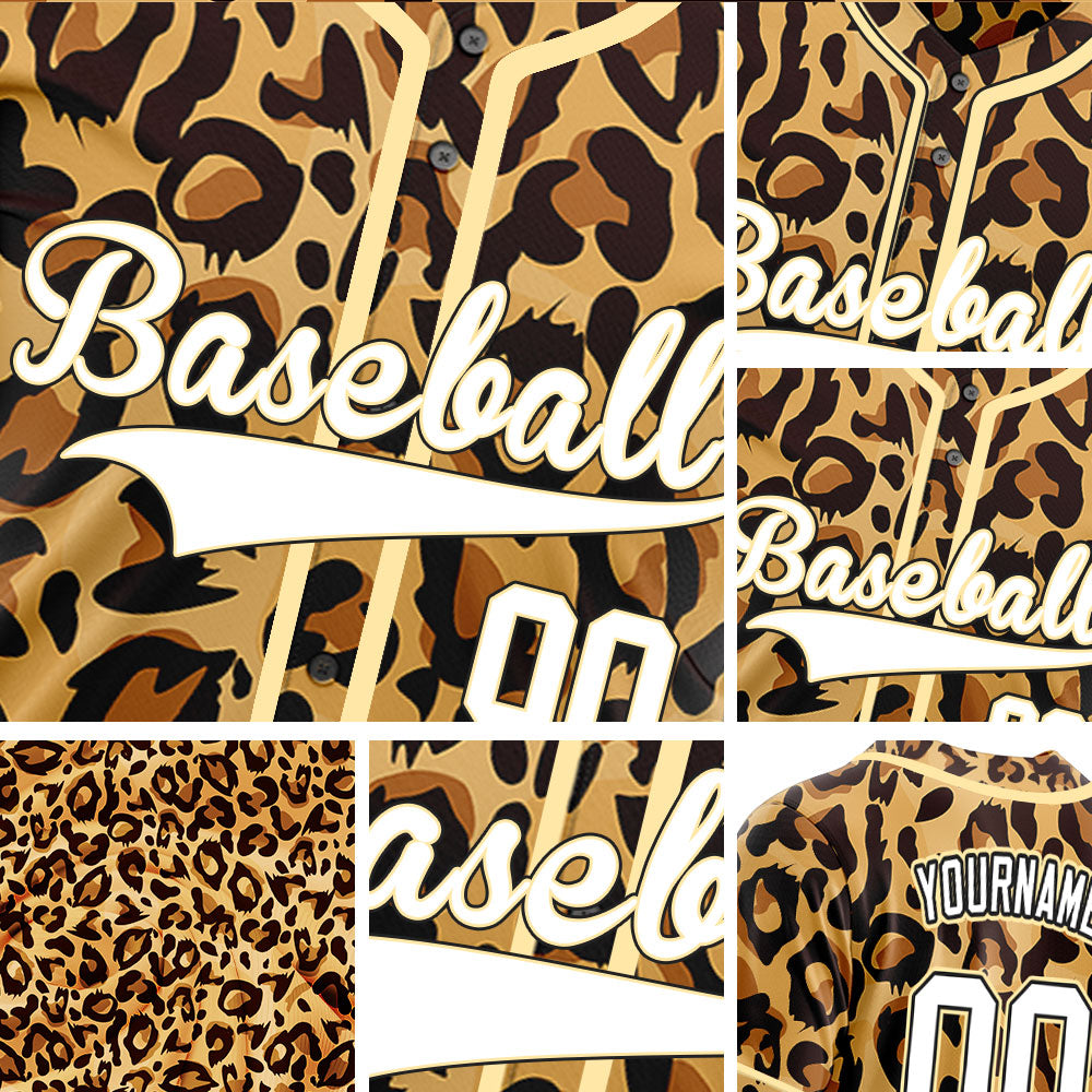 Custom Leopard Yellow Edge Baseball Jersey