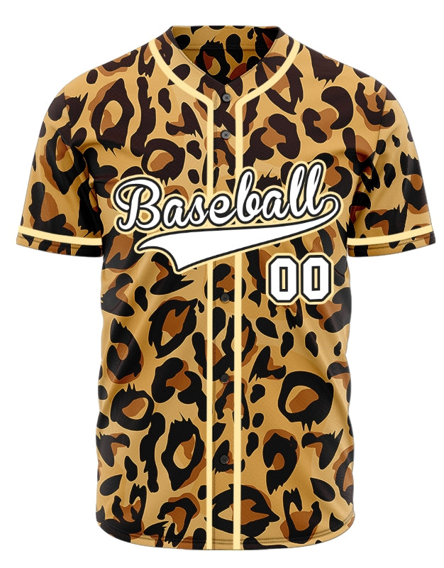 Custom Leopard Yellow Edge Baseball Jersey