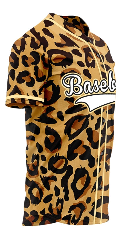 Custom Leopard Yellow Edge Baseball Jersey