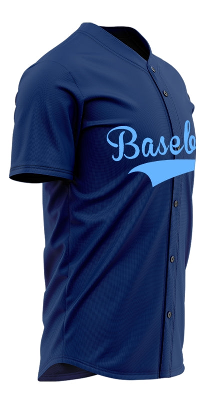 Custom Light Blue And Dark Blue Baseball Jersey