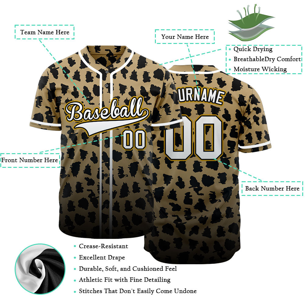 Custom Light Brown Gradient Black Baseball Jersey