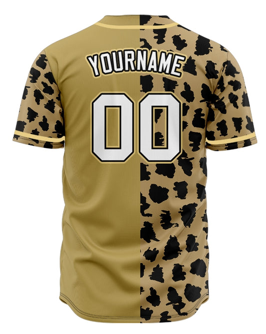 Custom Light Brown Leopard Print Baseball Jersey
