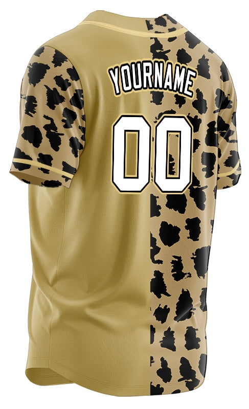 Custom Light Brown Leopard Print Baseball Jersey