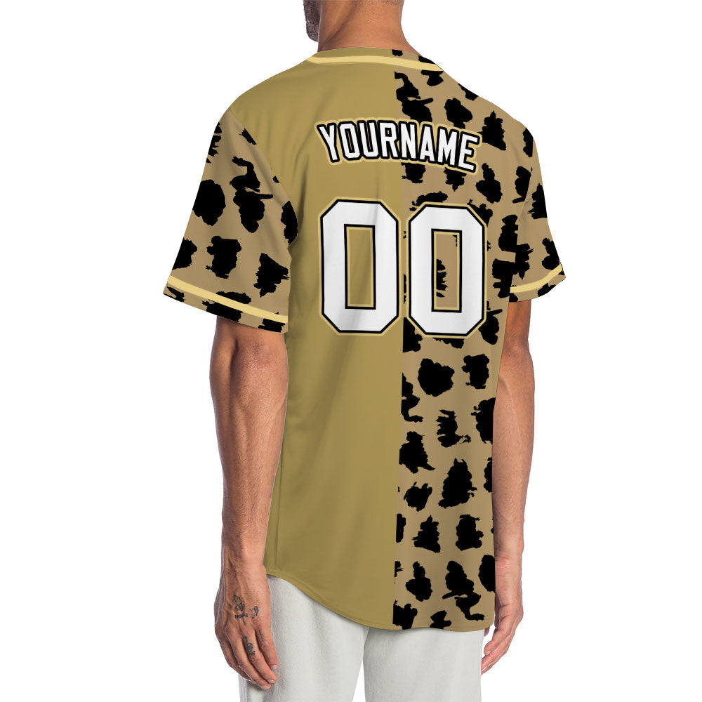 Custom Light Brown Leopard Print Baseball Jersey