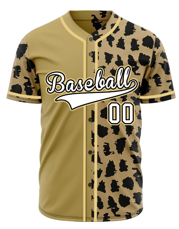 Custom Light Brown Leopard Print Baseball Jersey