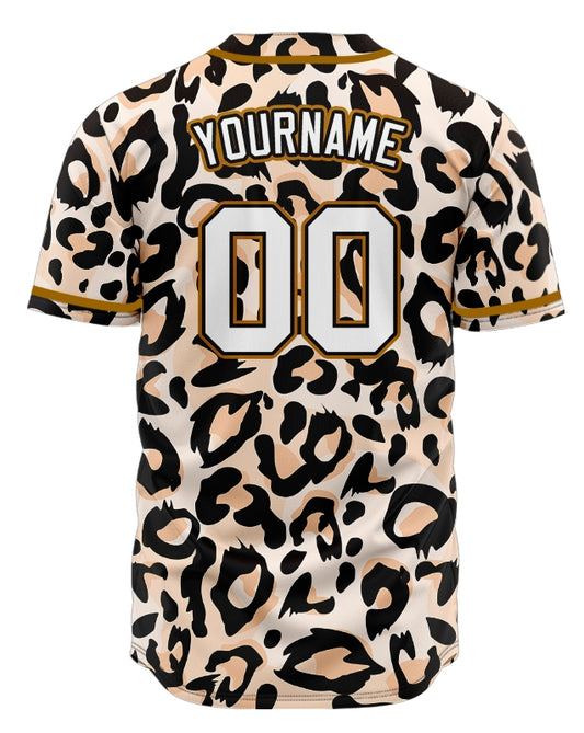 Custom Light Pink Leopard Baseball Jersey