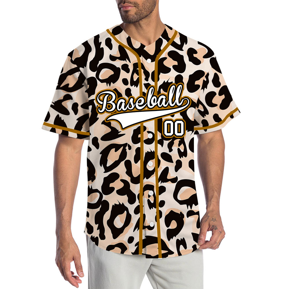 Custom Light Pink Leopard Baseball Jersey