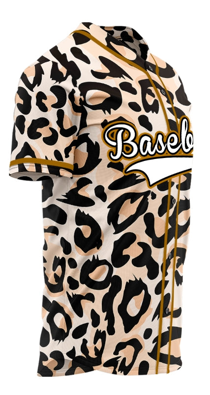 Custom Light Pink Leopard Baseball Jersey