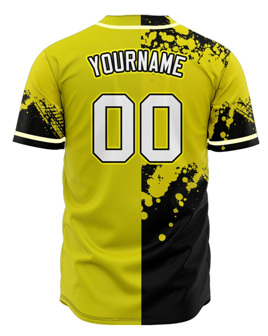 Custom Olive Yellow Black Ink Baseball Jersey