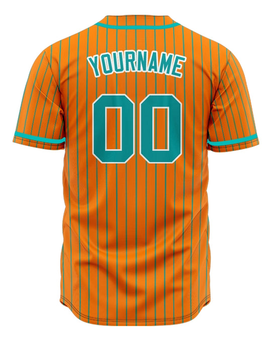 Custom Orange And Dark Green Lines Baseball Jersey