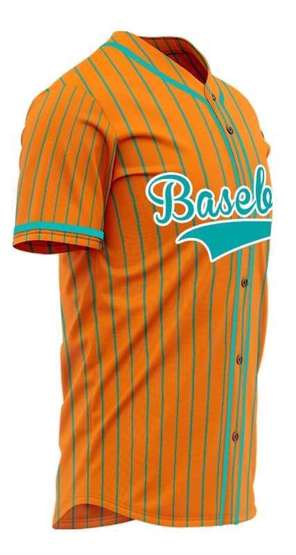 Custom Orange And Dark Green Lines Baseball Jersey