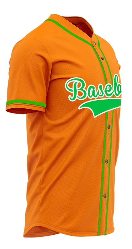 Custom Orange And Green Baseball Jersey