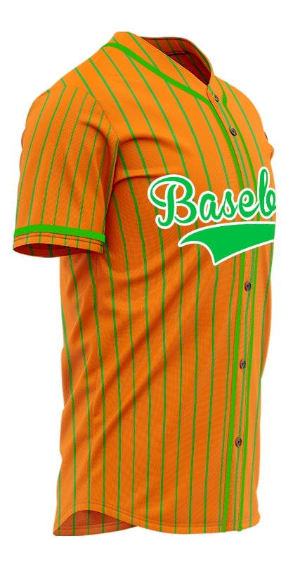 Custom Orange And Green Vertical Lines Baseball Jersey