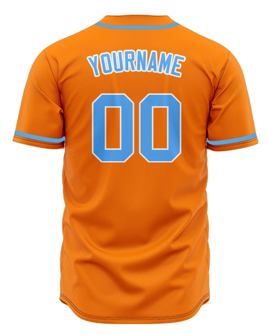 Custom Orange And Light Blue Baseball Jersey