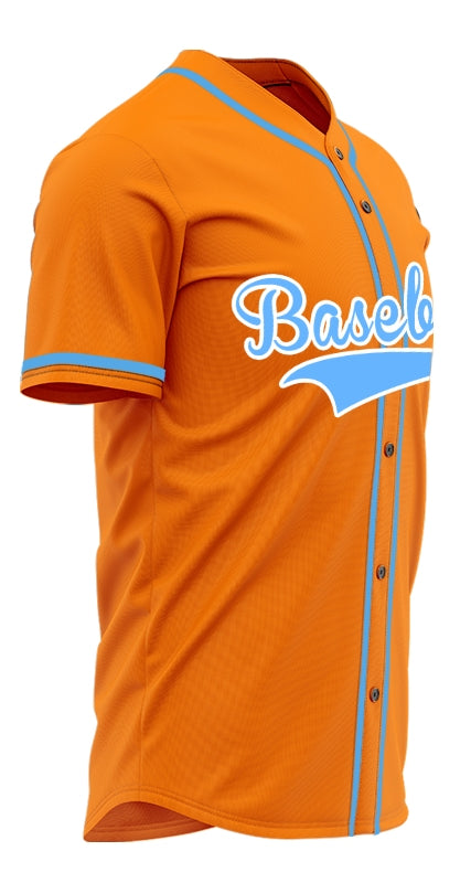 Custom Orange And Light Blue Baseball Jersey