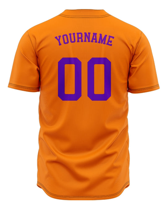 Custom Orange And Purple Baseball Jersey