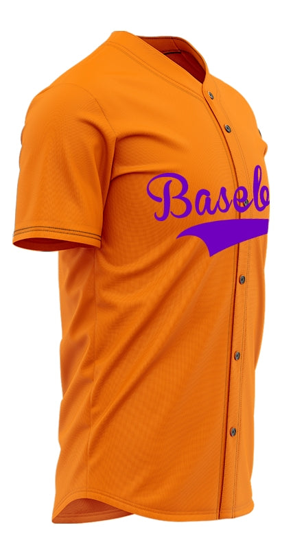 Custom Orange And Purple Baseball Jersey