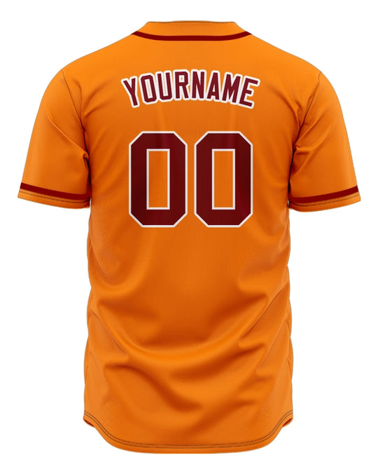 Custom Orange And Red Baseball Jersey