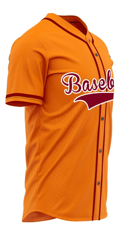 Custom Orange And Red Baseball Jersey