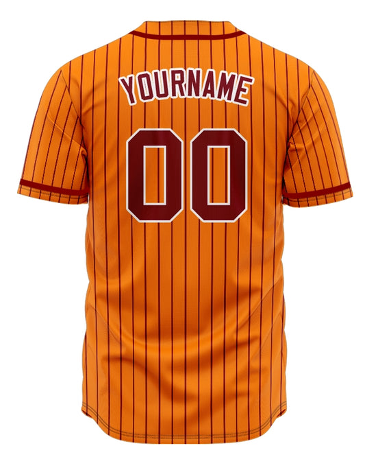 Custom Orange And Red Lines Baseball Jersey