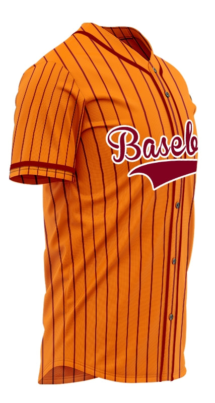 Custom Orange And Red Lines Baseball Jersey