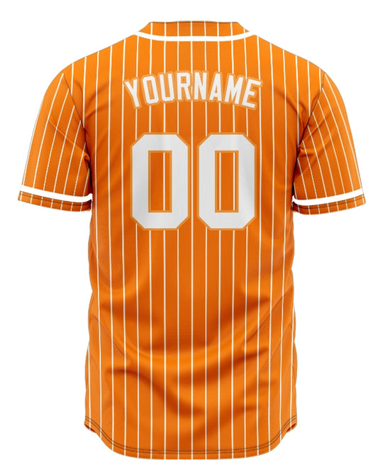 Custom Orange And White Vertical Lines Baseball Jersey