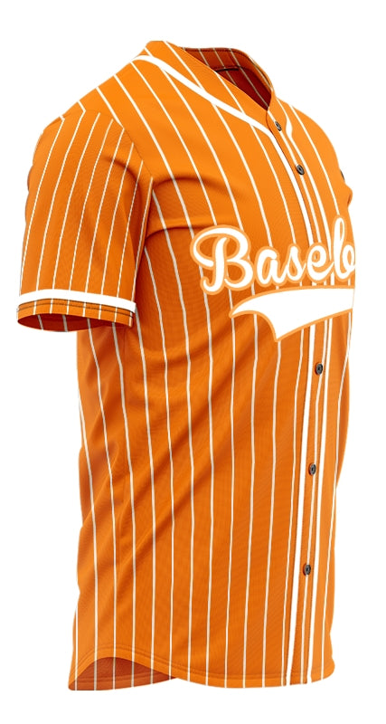 Custom Orange And White Vertical Lines Baseball Jersey
