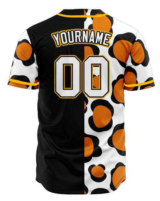 Custom Orange Black Shape Half Black Baseball Jersey