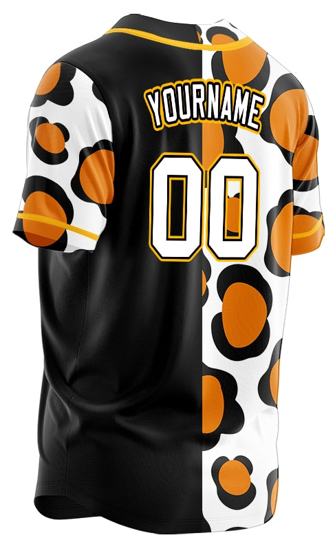 Custom Orange Black Shape Half Black Baseball Jersey