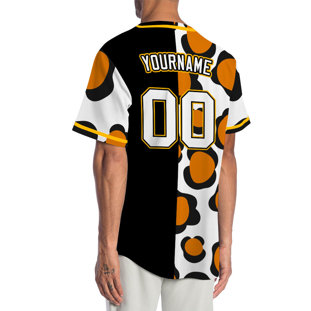 Custom Orange Black Shape Half Black Baseball Jersey