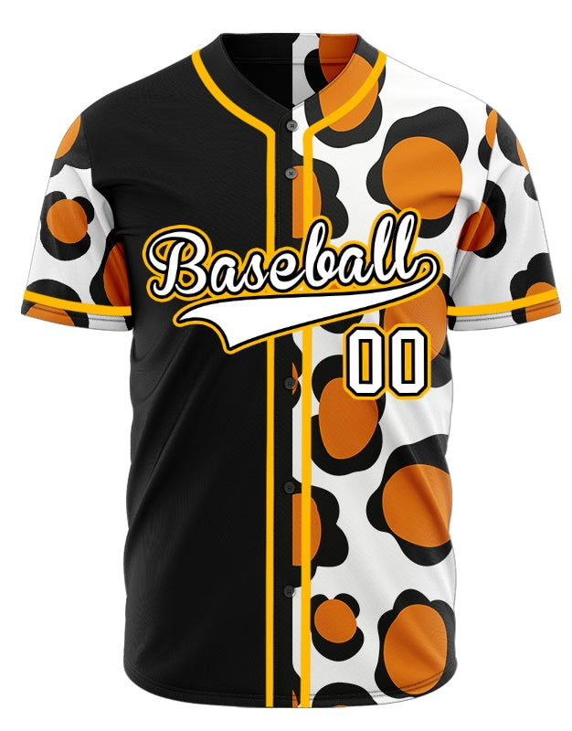 Custom Orange Black Shape Half Black Baseball Jersey
