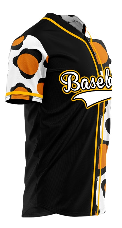 Custom Orange Black Shape Half Black Baseball Jersey