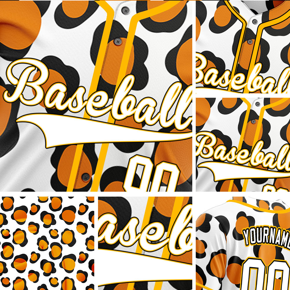Custom Orange Black Shape Orange Edges Baseball Jersey