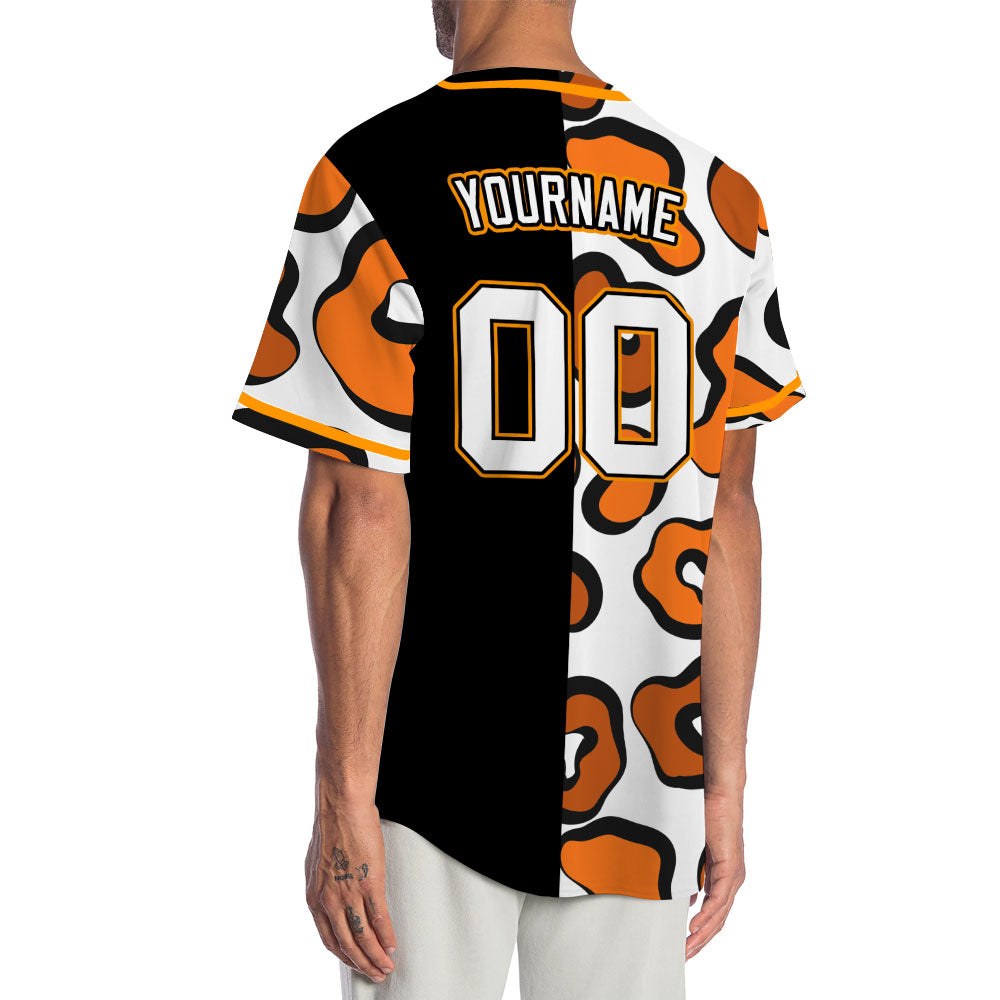 Custom Orange Leopard Half Baseball Jersey