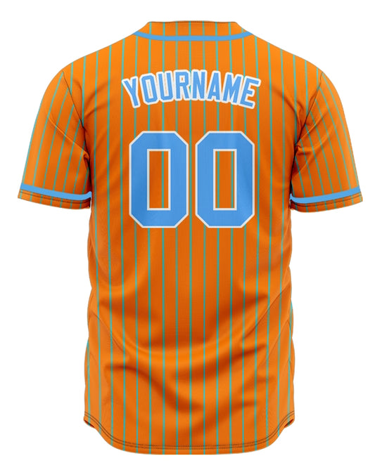 Custom Orange Light Blue Vertical Lines Baseball Jersey