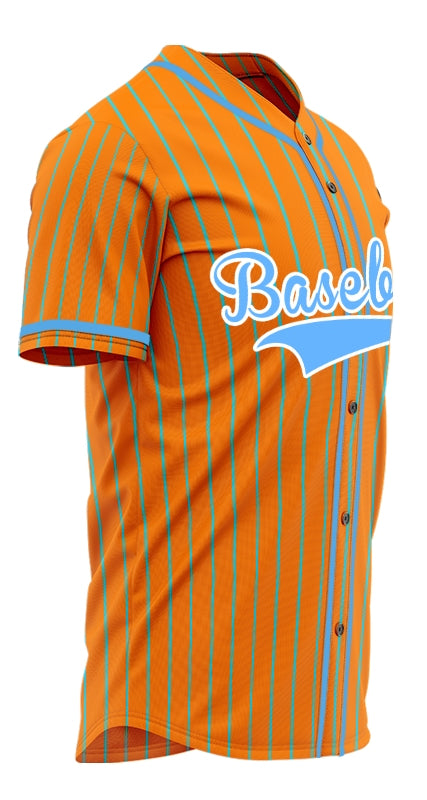 Custom Orange Light Blue Vertical Lines Baseball Jersey