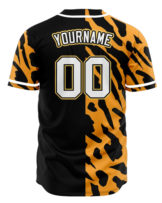 Custom Orange Striped Half Black baseball jersey