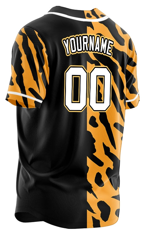 Custom Orange Striped Half Black baseball jersey