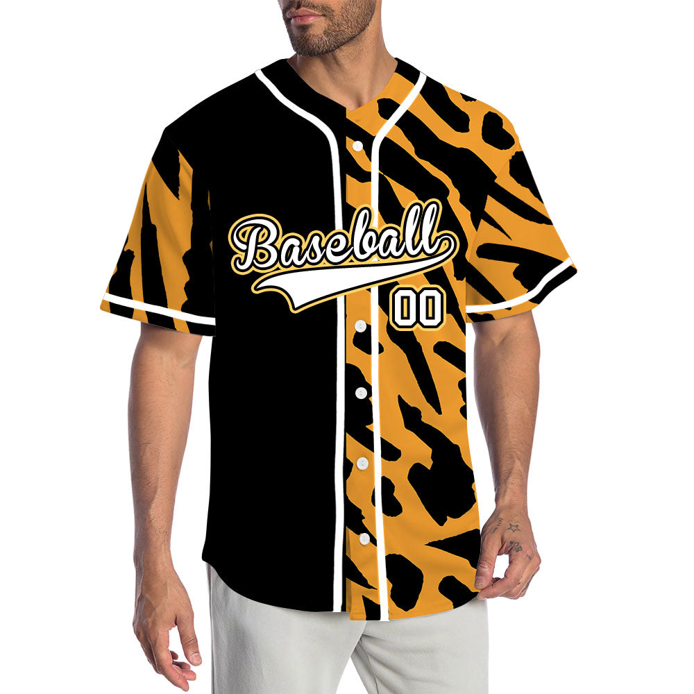 Custom Orange Striped Half Black baseball jersey